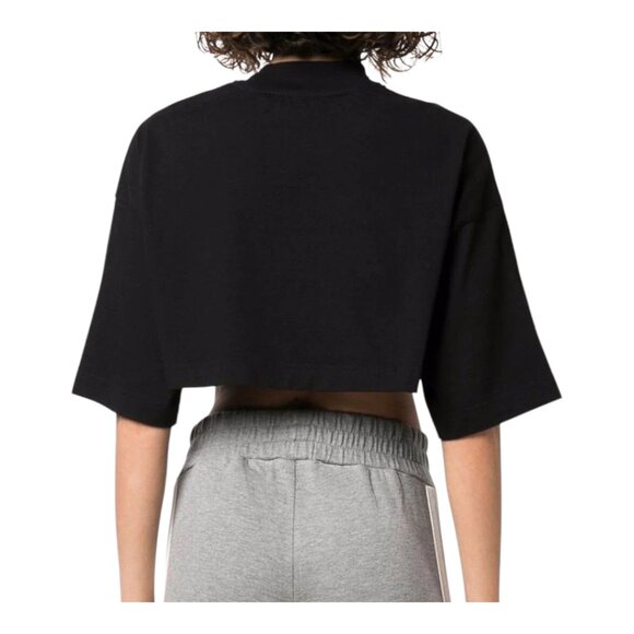 Palm Angels Embroidered Rainbow Logo Cropped Tee in Black Luxury Women's Large - Picture 5 of 11